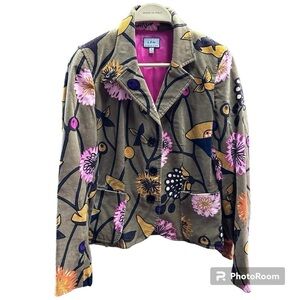 ITW BY CLAUDE BROWN Floral Blazer Neutral colours, Combed Cotton , Artsy Size 4